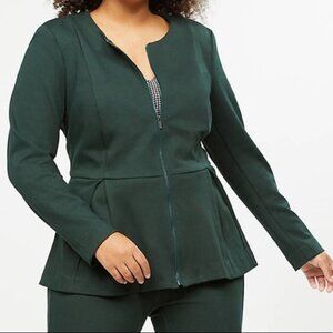 26- Zip-Front Peplum Jacket- Hunter Green